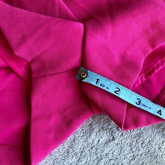 Bebe Hot Pink Spaghetti Strap Halter Cross Back Romper - Picture 13 of 16